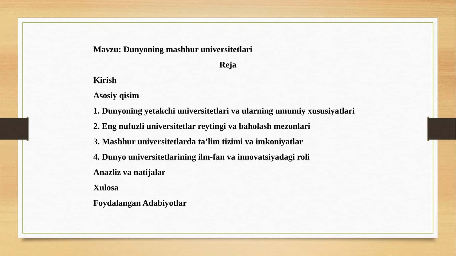 Dunyoning mashhur universitetlari