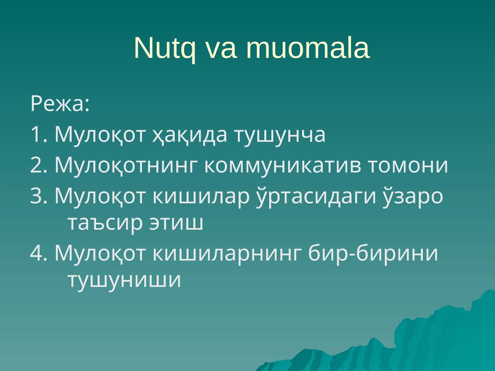 Nutq va muomala