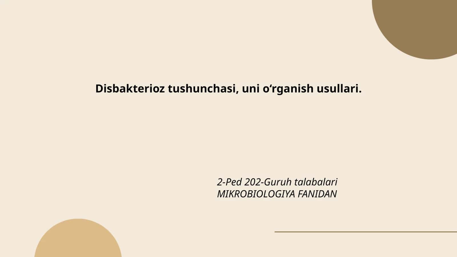 Dizbakterioz tushunchasi