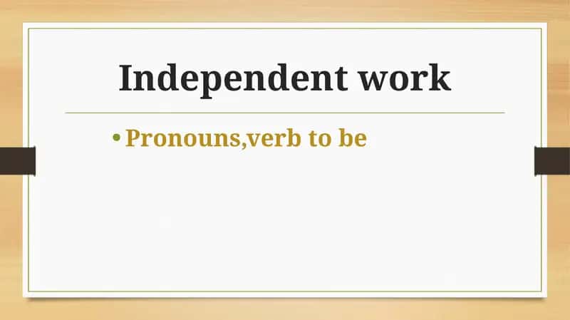 Pronouns, Verb to be