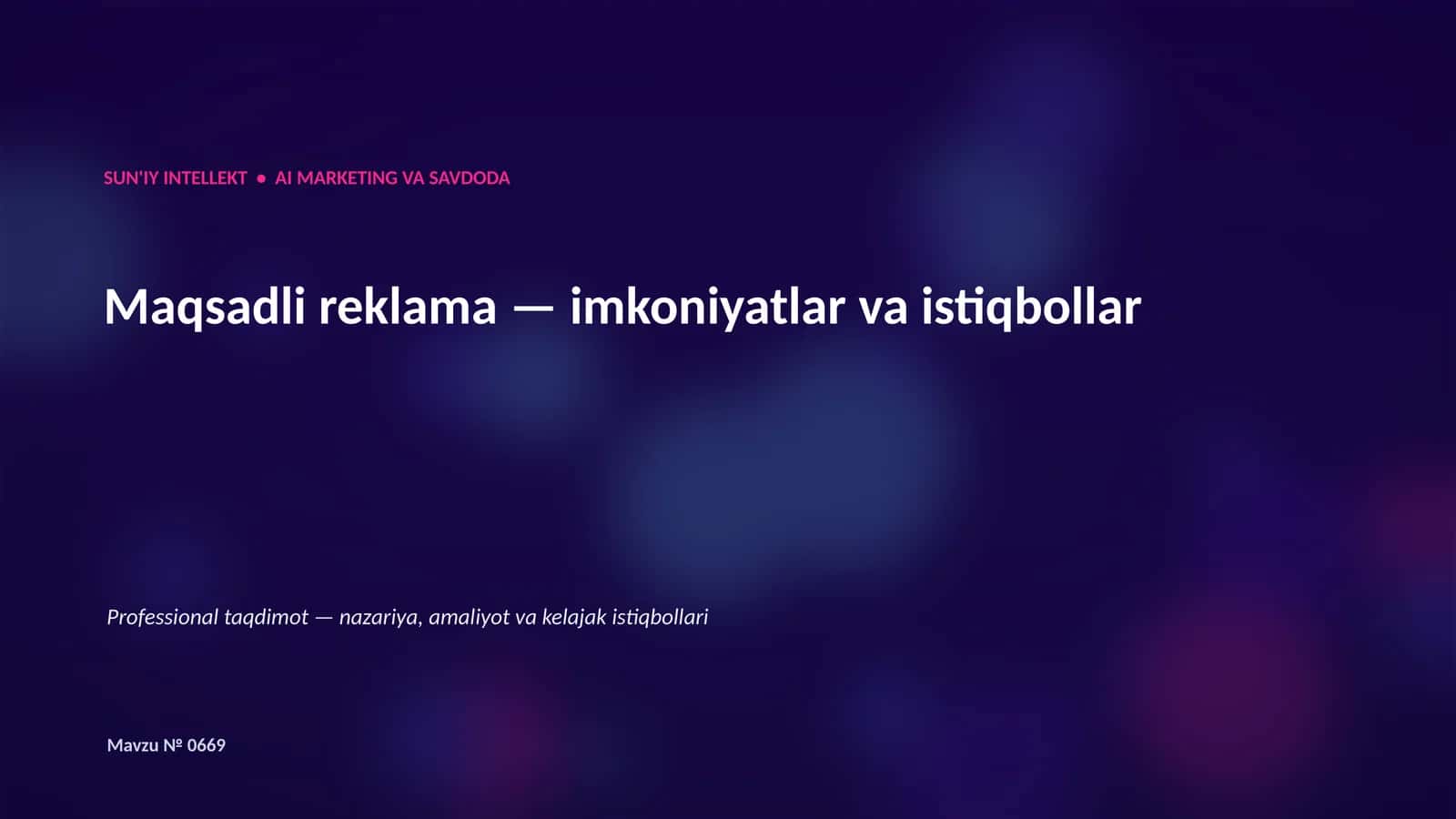 SUN'IY INTELLEKT • AI MARKETING VA SAVDODA