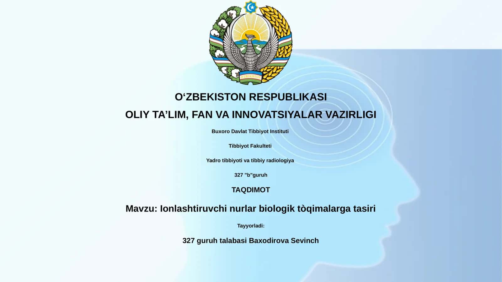 Ionlashtiruvchi nurlar biologik tòqimalarga tasiri