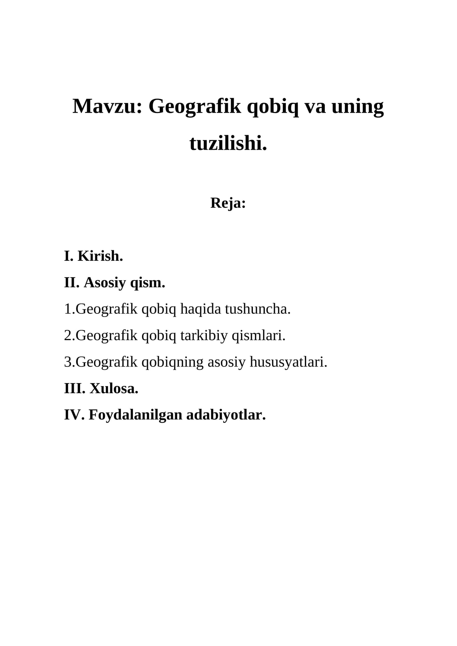 Geografik qobiq va uning tuzilishi