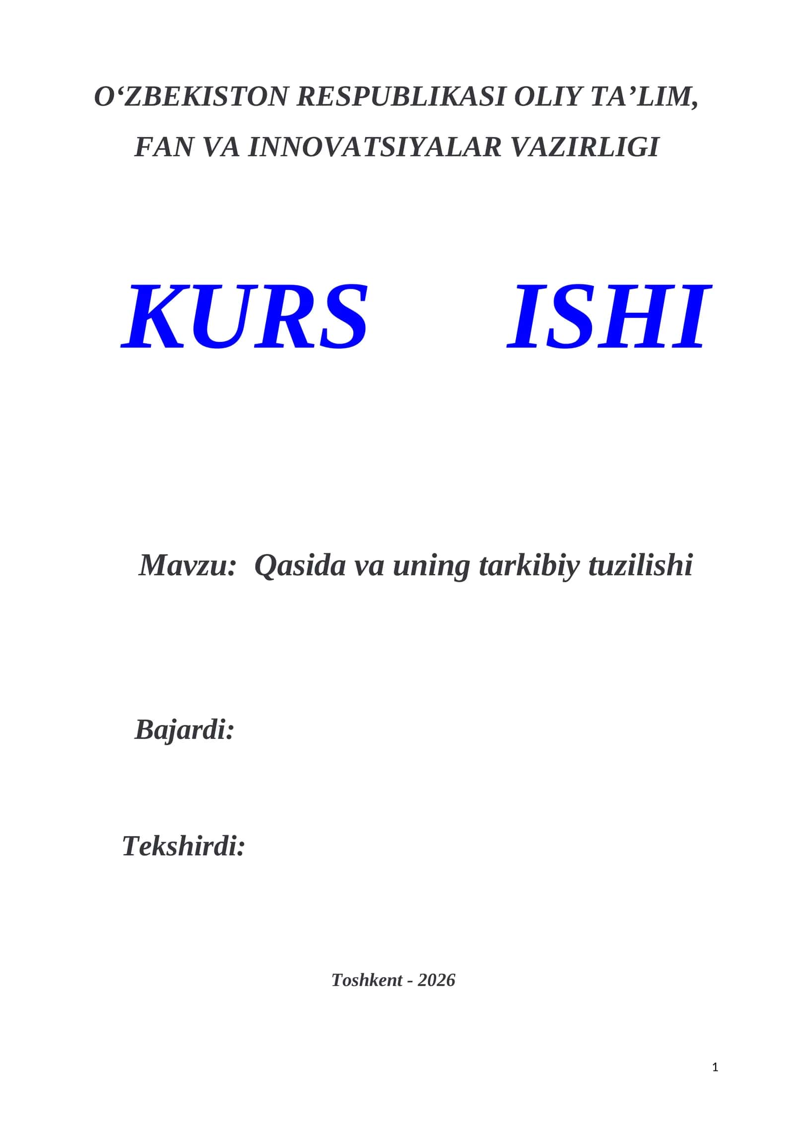 Qasida va uning tarkibiy tuzilishi