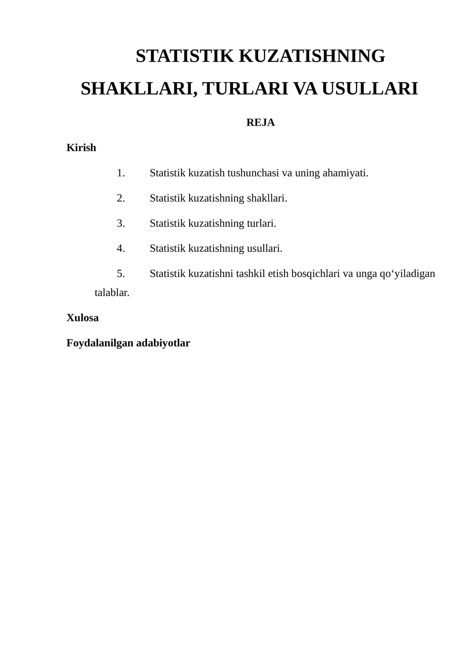 [STATISTIK KUZATISHNING SHAKLLARI, TURLARI VA USULLARI]