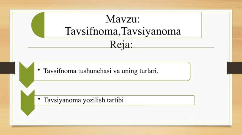 Tavsifnoma,Tavsiyanoma