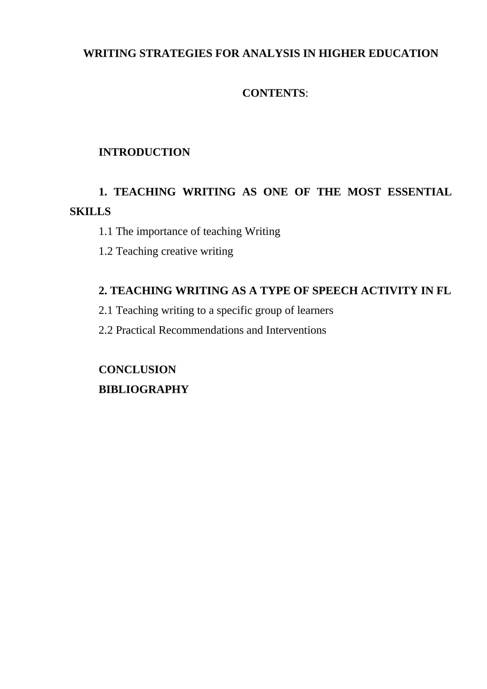 WRITING STRATEGIES FOR ANALYSIS IN HIGHER EDUCATION