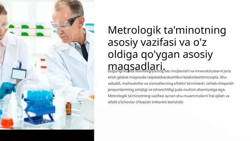 Metrologik ta'minotning asosiy vazifasi va o'z oldiga qo'ygan asosiy maqsadlari.