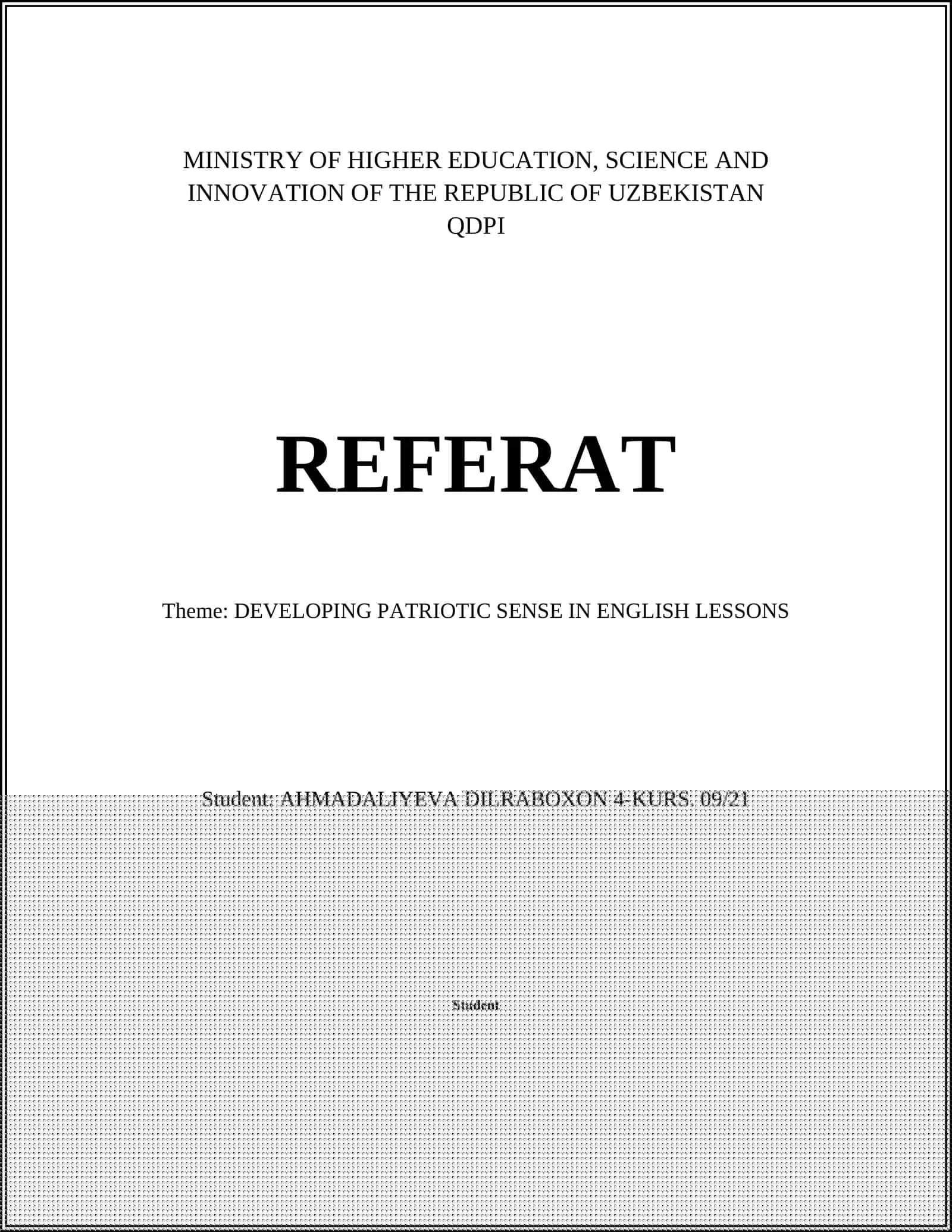 DEVELOPING PATRIOTIC SENSE IN ENGLISH LESSONS