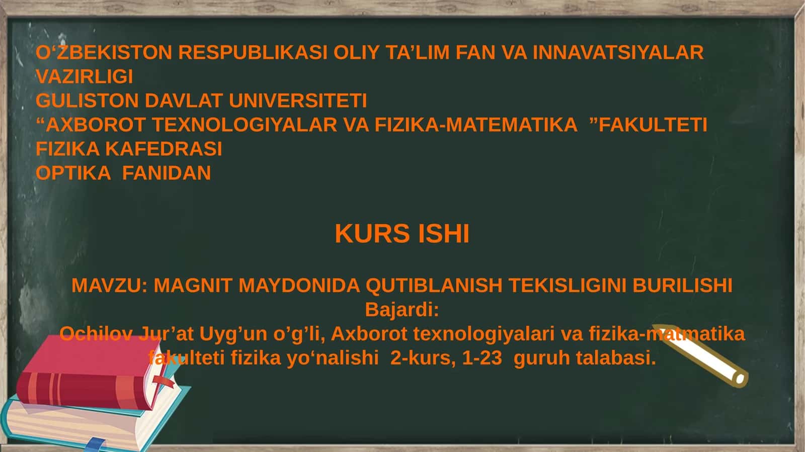 MAGNIT MAYDONIDA QUTIBLANISH TEKISLIGINI BURILISHI