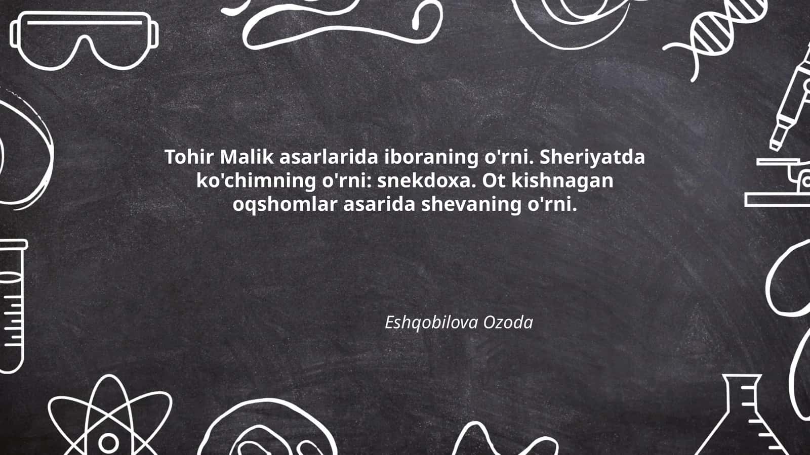Tohir Malik asarlarida iboraning o'rni