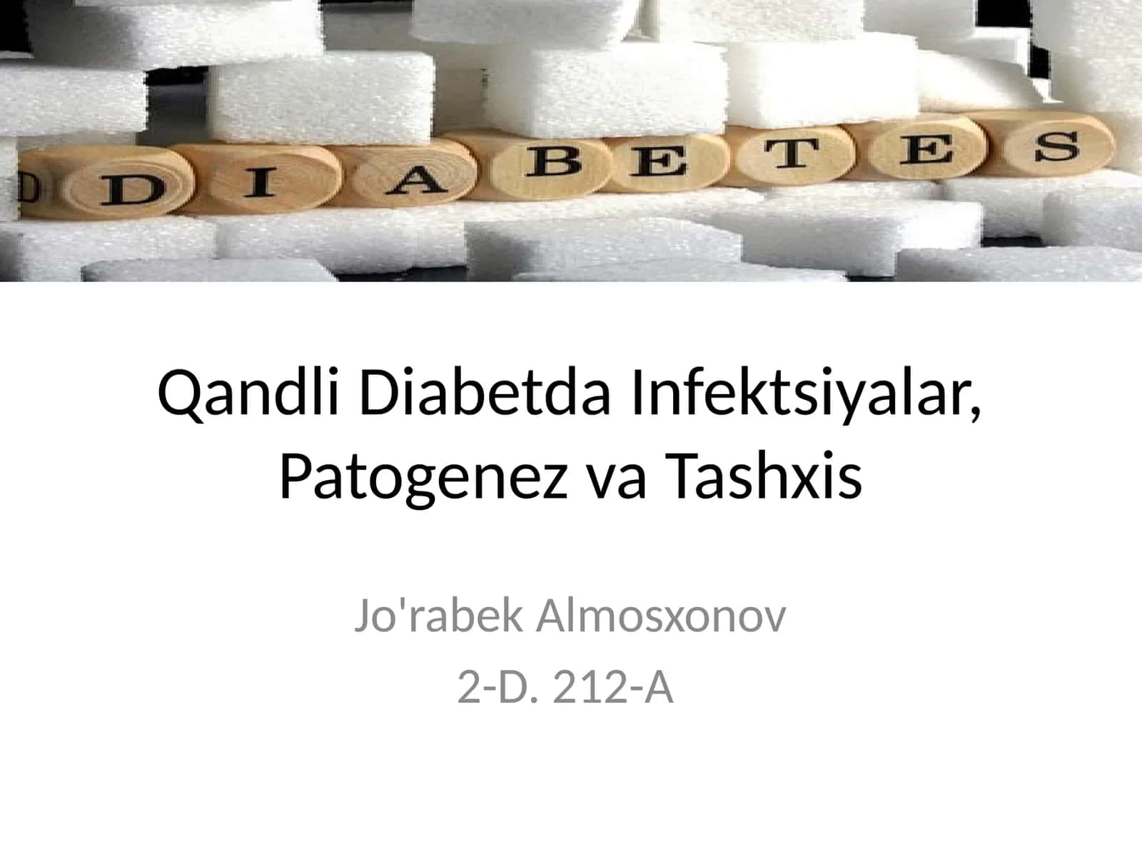 Qandli Diabetda Infektsiyalar, Patogenez va Tashxis