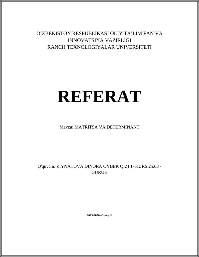 MATRITSA VA DETERMINANT