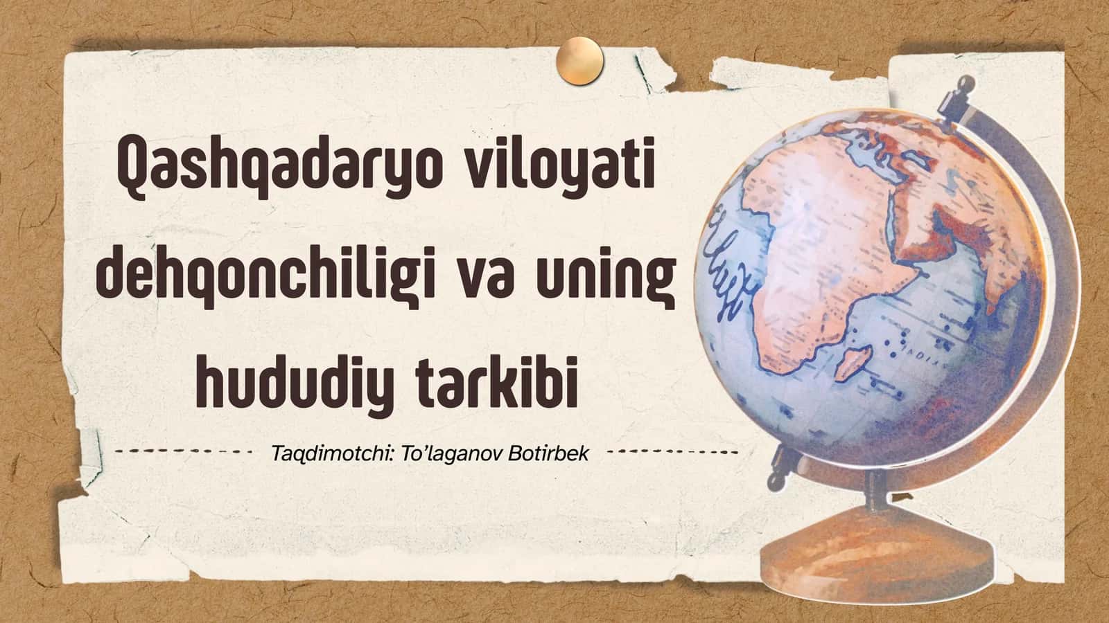 Qashqadaryo viloyati dehqonchiligi va uning hududiy tarkibi
