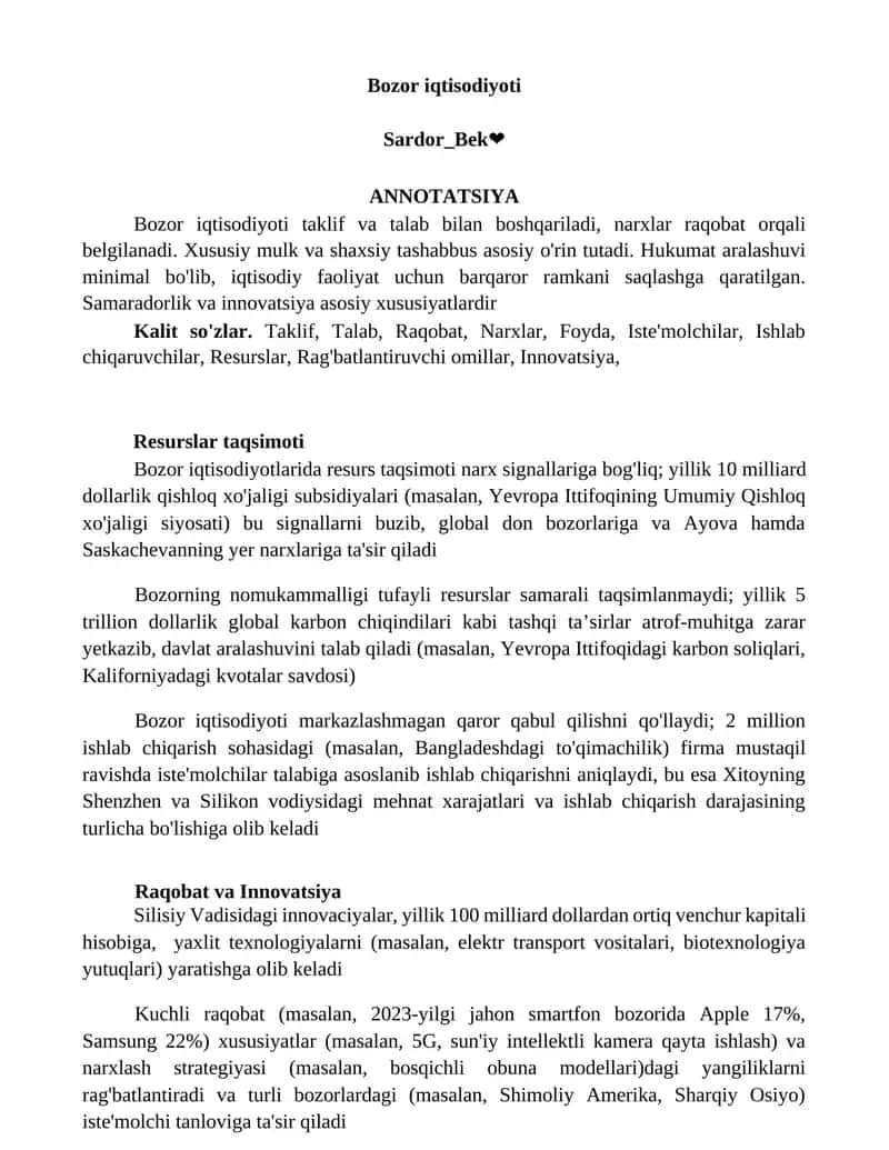 Bozor iqtisodiyoti