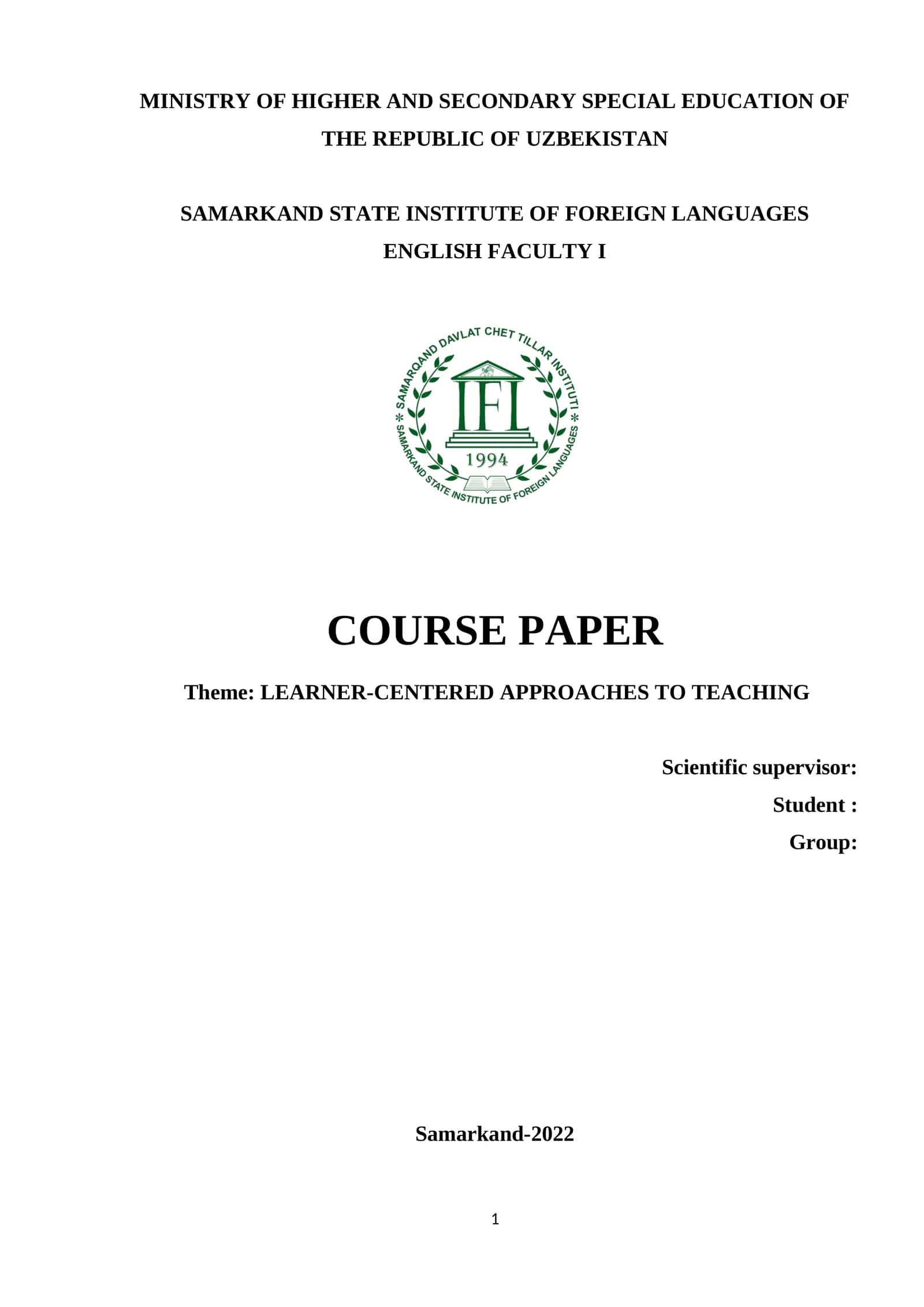 ENGLISH FACULTY I