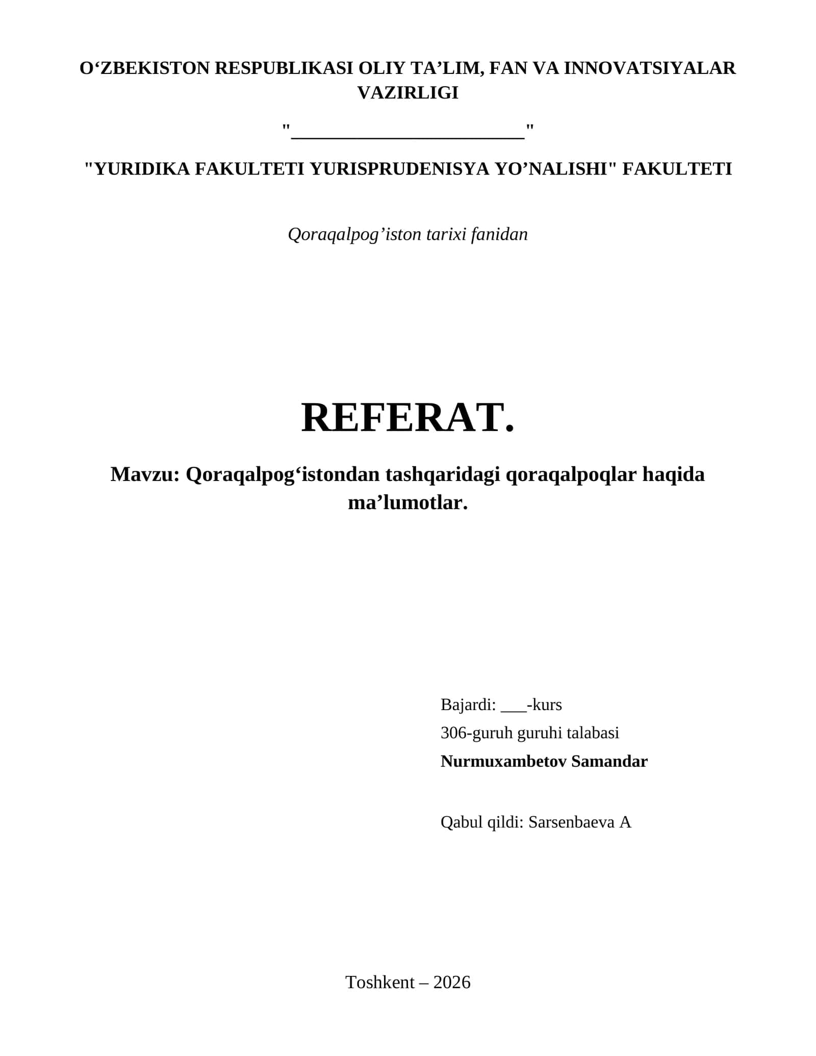Qoraqalpog‘istondan tashqaridagi qoraqalpoqlar haqida ma’lumotlar.