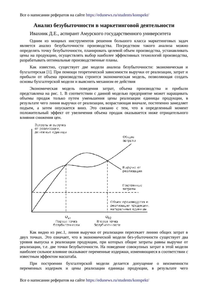 Анализ безубыточности в маркетинговой деятельности
