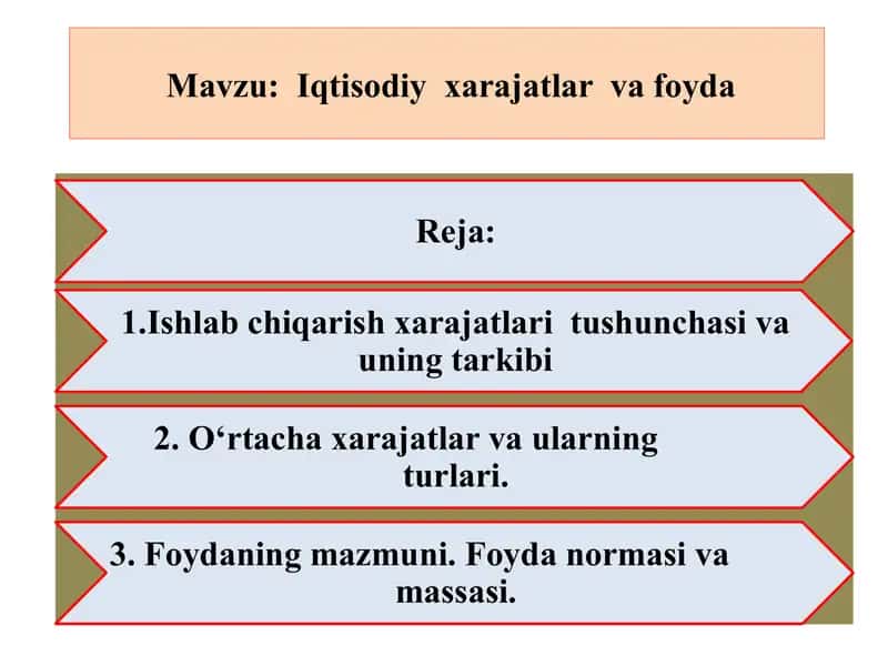 Iqtisodiy xarajatlar va foyda