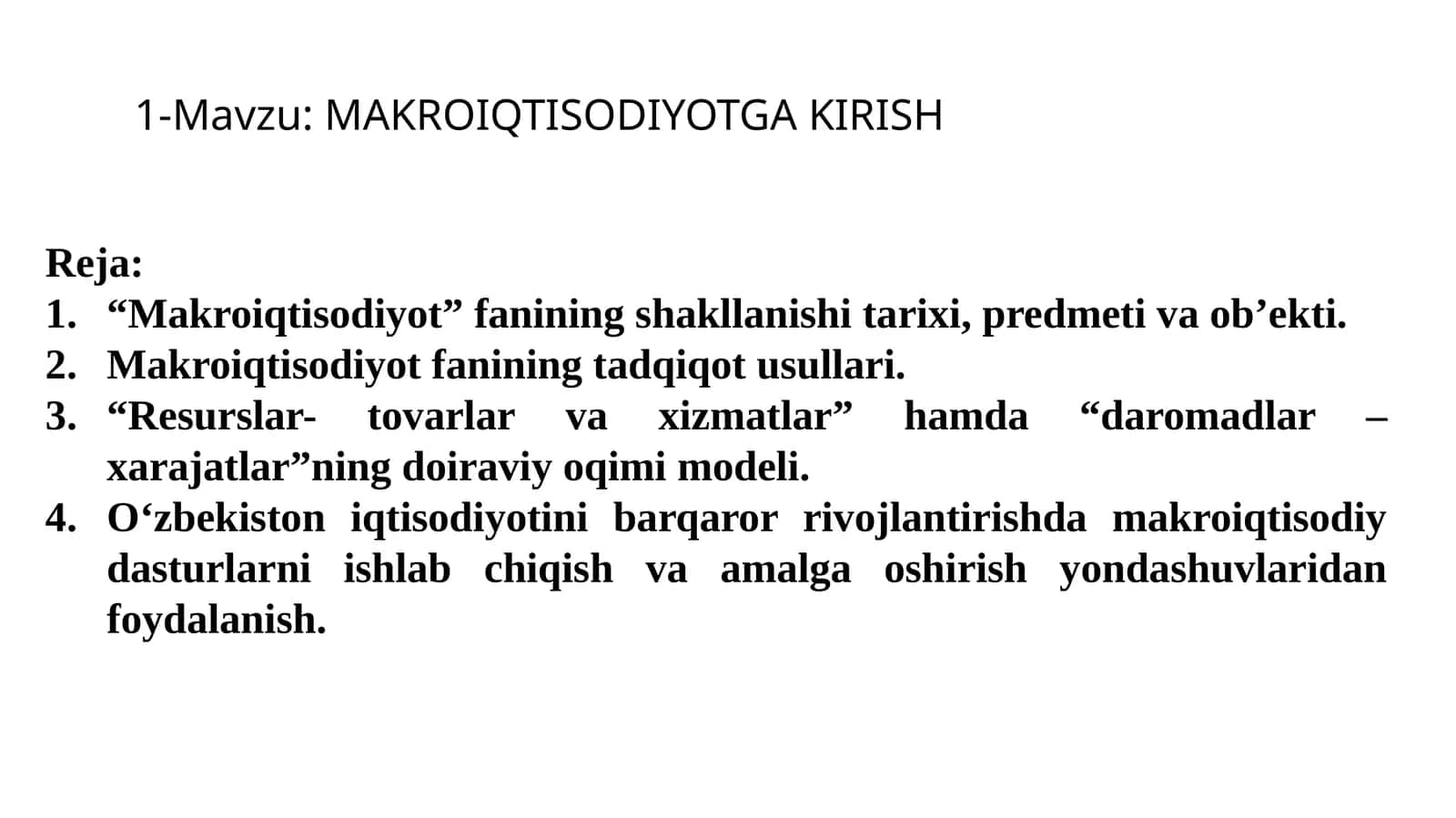 Makroiqtisodiyotga kirish