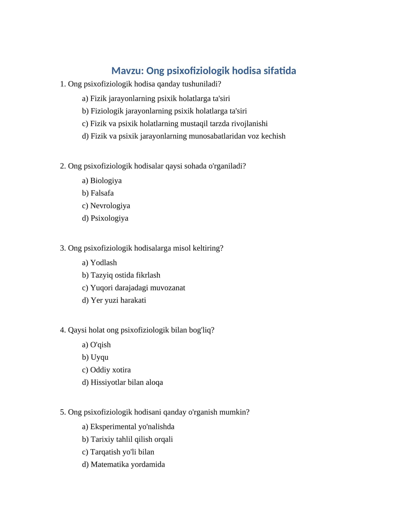 Ong psixofiziologik hodisa sifatida