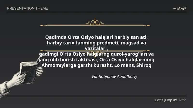 Qadimda O'rta Osiyo Halqalari Harbiy San'ati