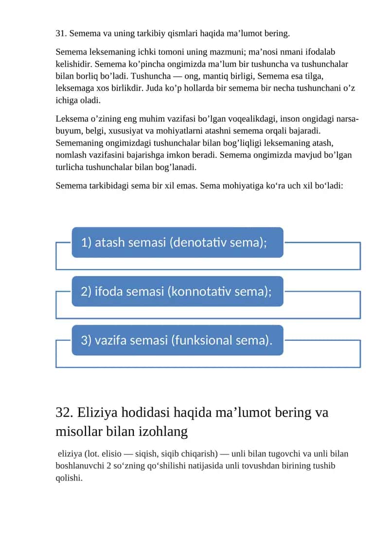 Semema va uning tarkibiy qismlari