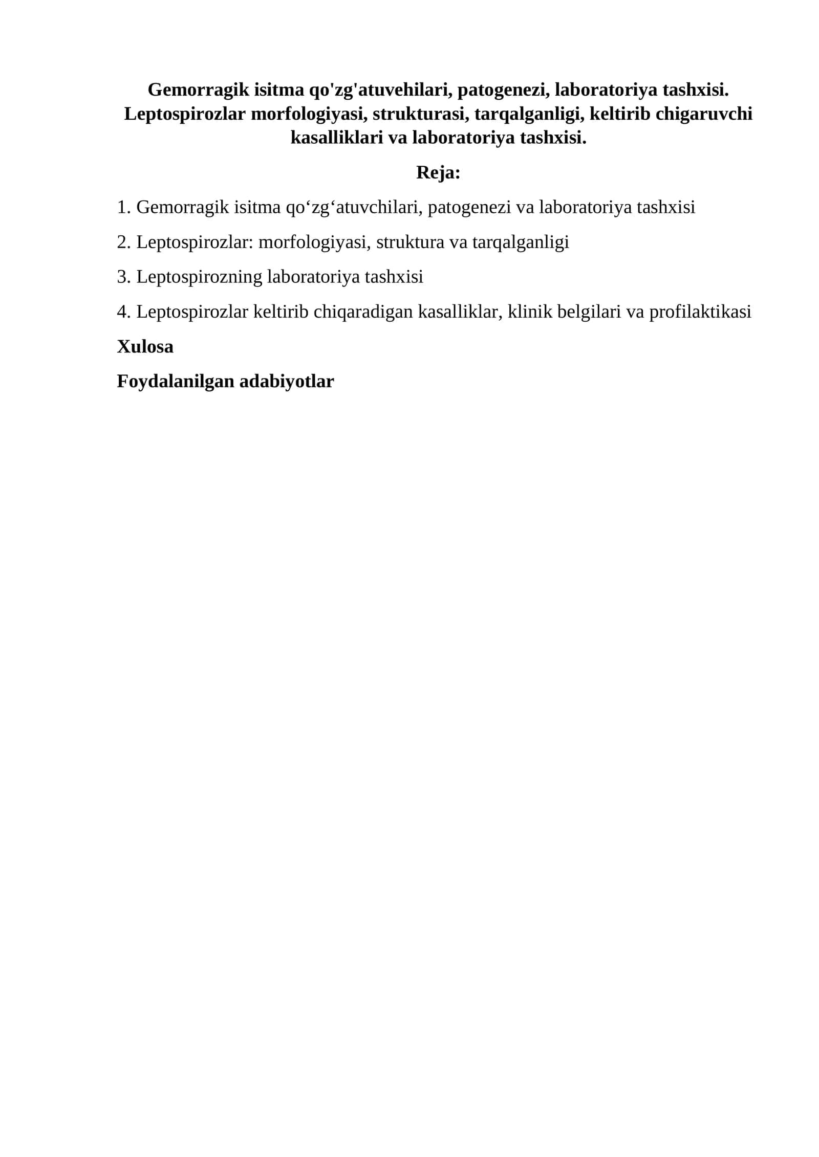Gemorragik isitma qo‘zg‘atuvchilari, Leptospirozlar