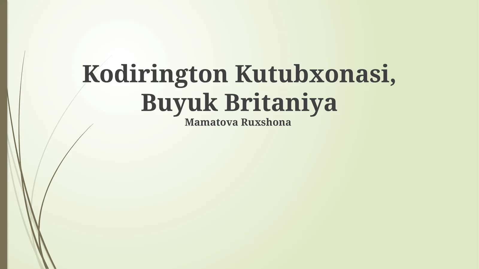 Kodirington Kutubxonasi: Umumiy Ma'lumot