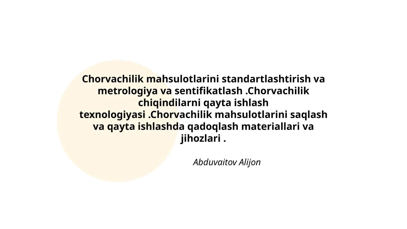 Chorvachilik mahsulotlarini standartlashtirish va metrologiya va sentifikatlash