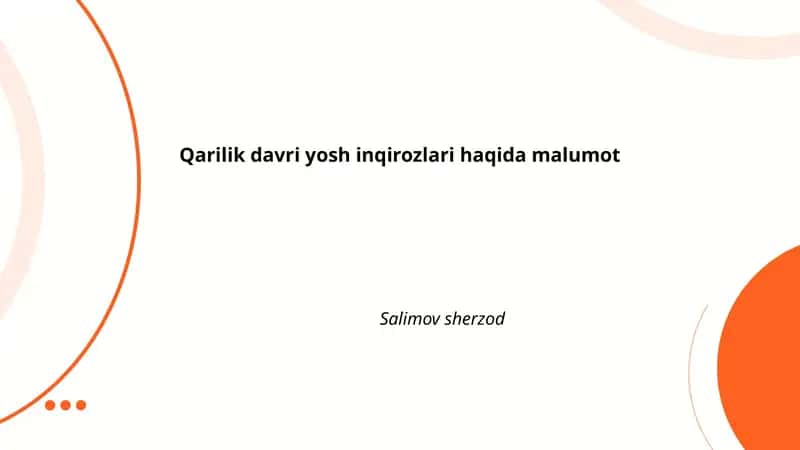 Qarilik davri yosh inqirozlari haqida malumot