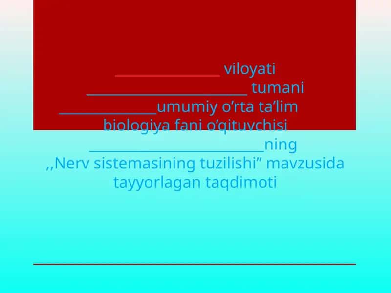 Nerv sistemasining tuzilishi