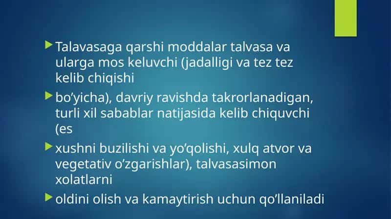 Talavasaga qarshi moddalar