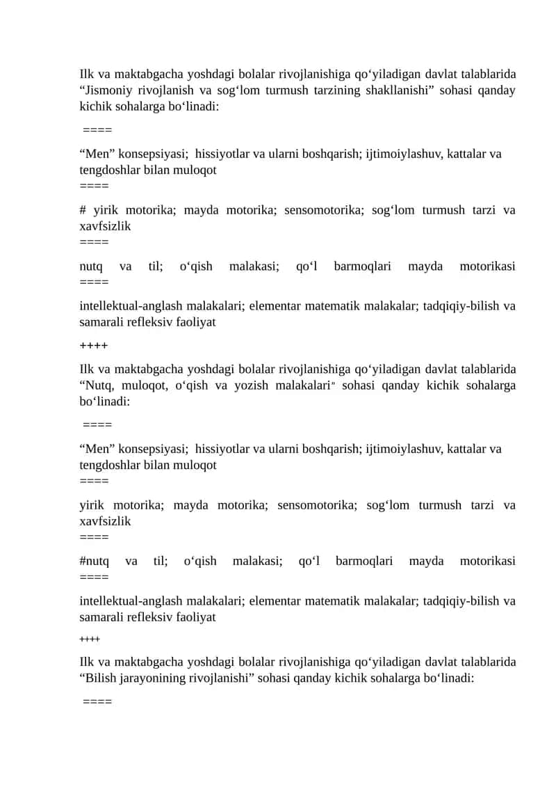 maktabgacha pedagogika testlar