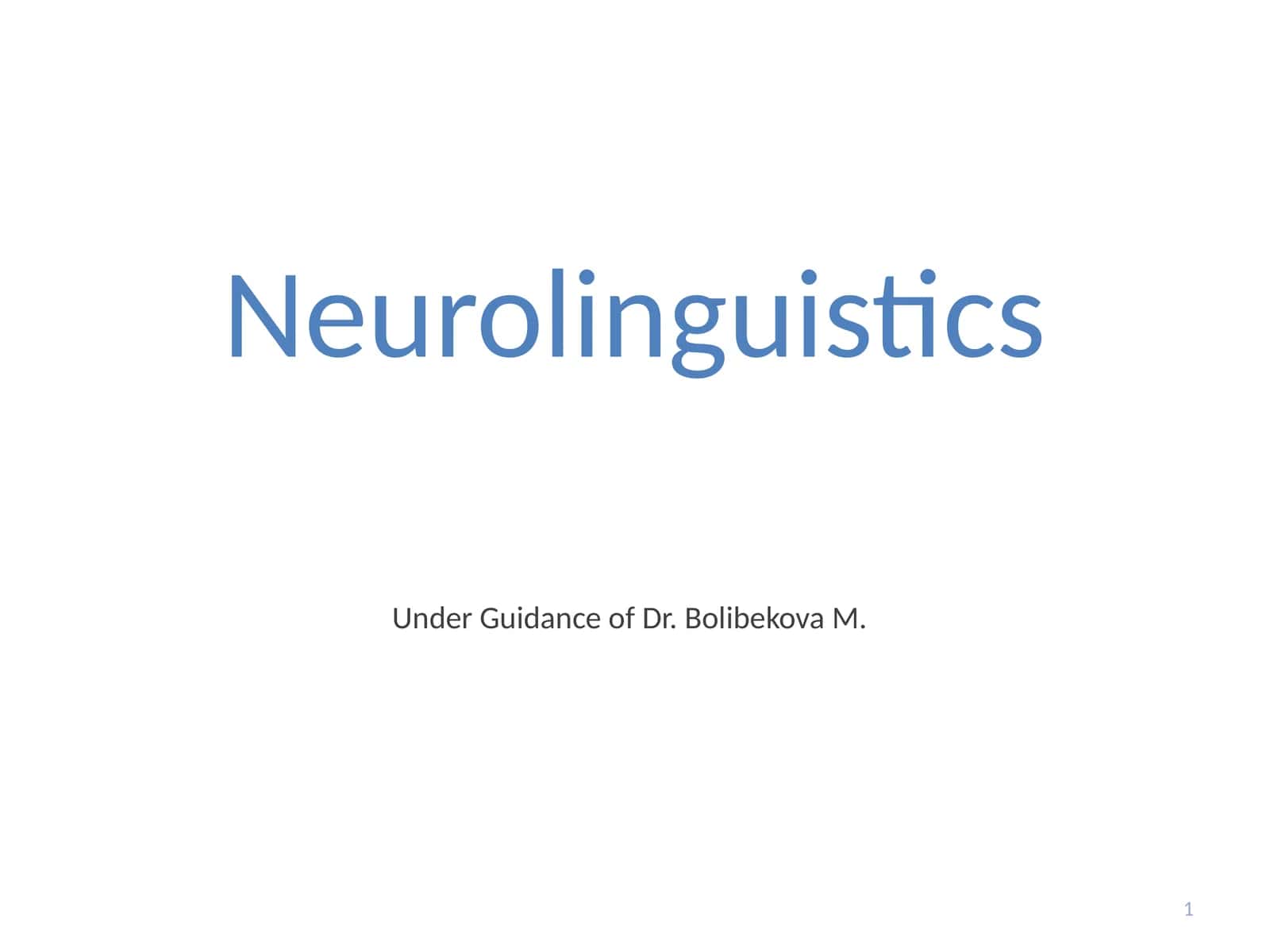 Neurolinguistics