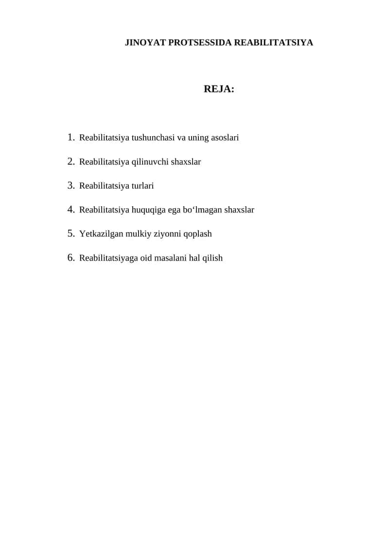 Jinoyat protsessida reabilitatsiya