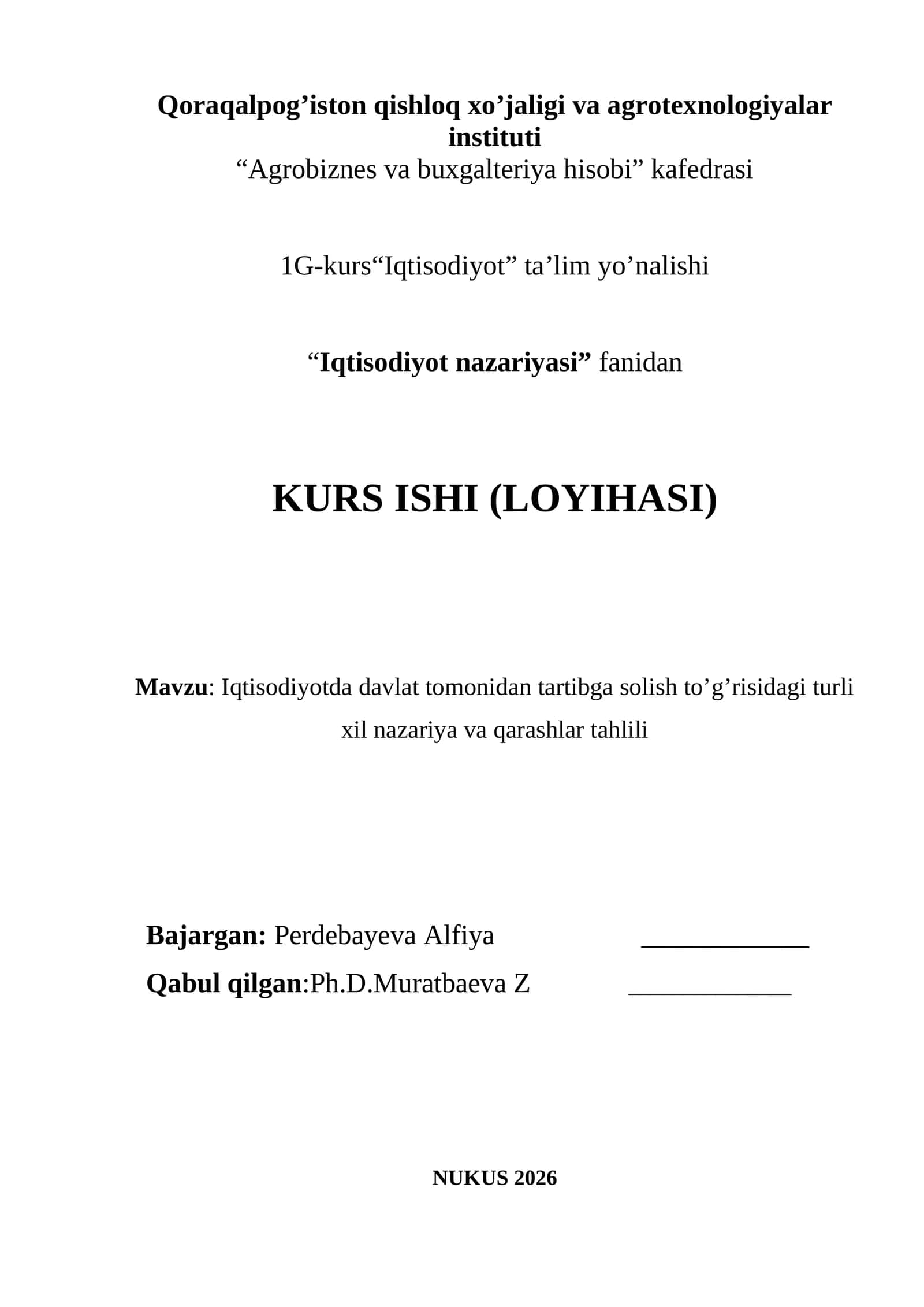 Iqtisodiyotda davlat tomonidan tartibga solish to’g’risidagi turli xil nazariya va qarashlar tahlili