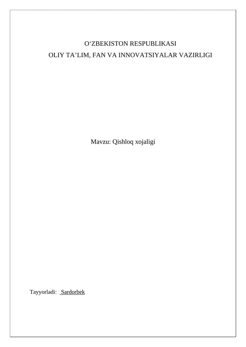 Qishloq xojaligi
