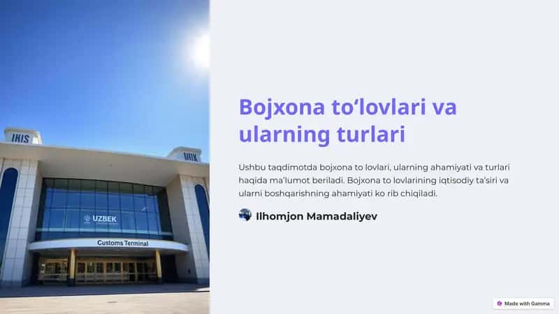 Bojxona toʻlovlari: Ta'rif va ahamiyat