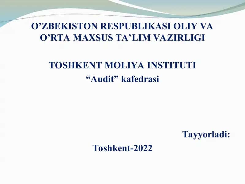 AUDITGA UMUMIY TAVSIF