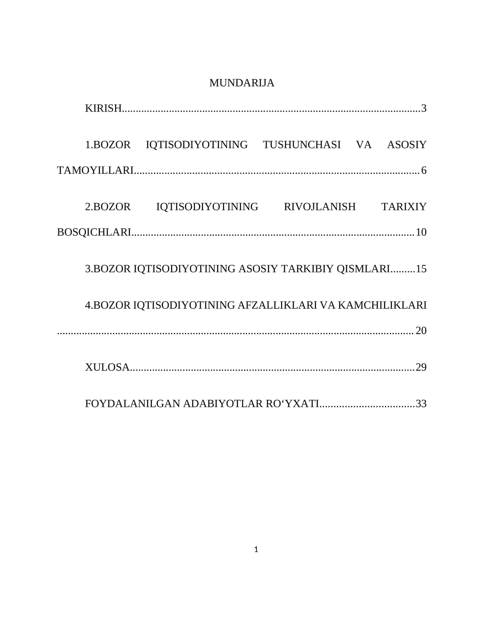 BOZOR IQTISODIYOTINING TUSHUNCHASI VA ASOSIY TAMOYILLARI
