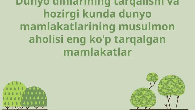Dunyo dinlarining tarqalishi va hozirgi kunda dunyo mamlakatlari