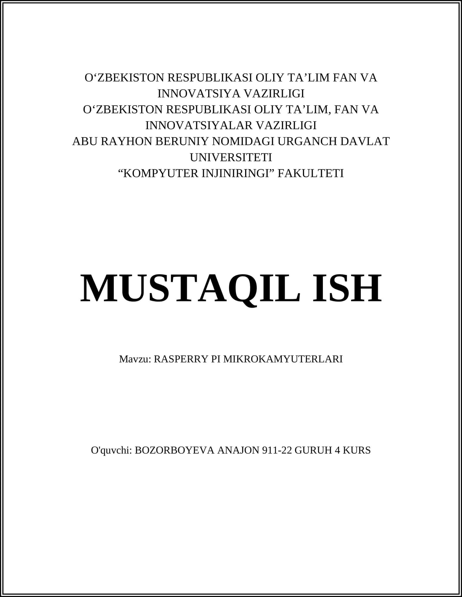RASPERRY PI MIKROKAMYUTERLARI