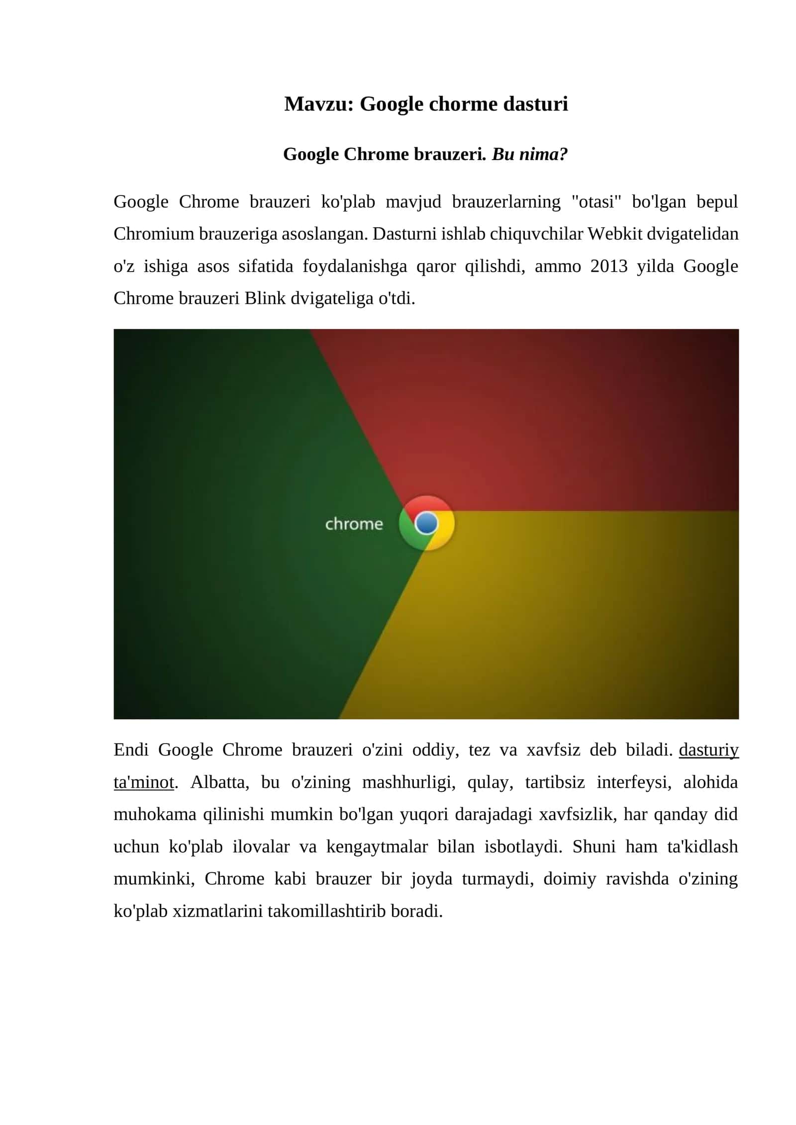 Google Chrome dasturi