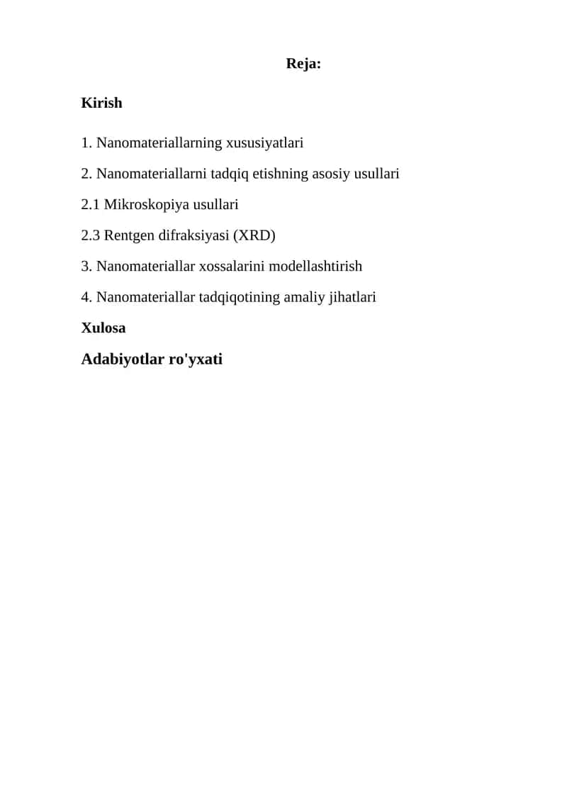 Nanomateriallar tadqiqoti