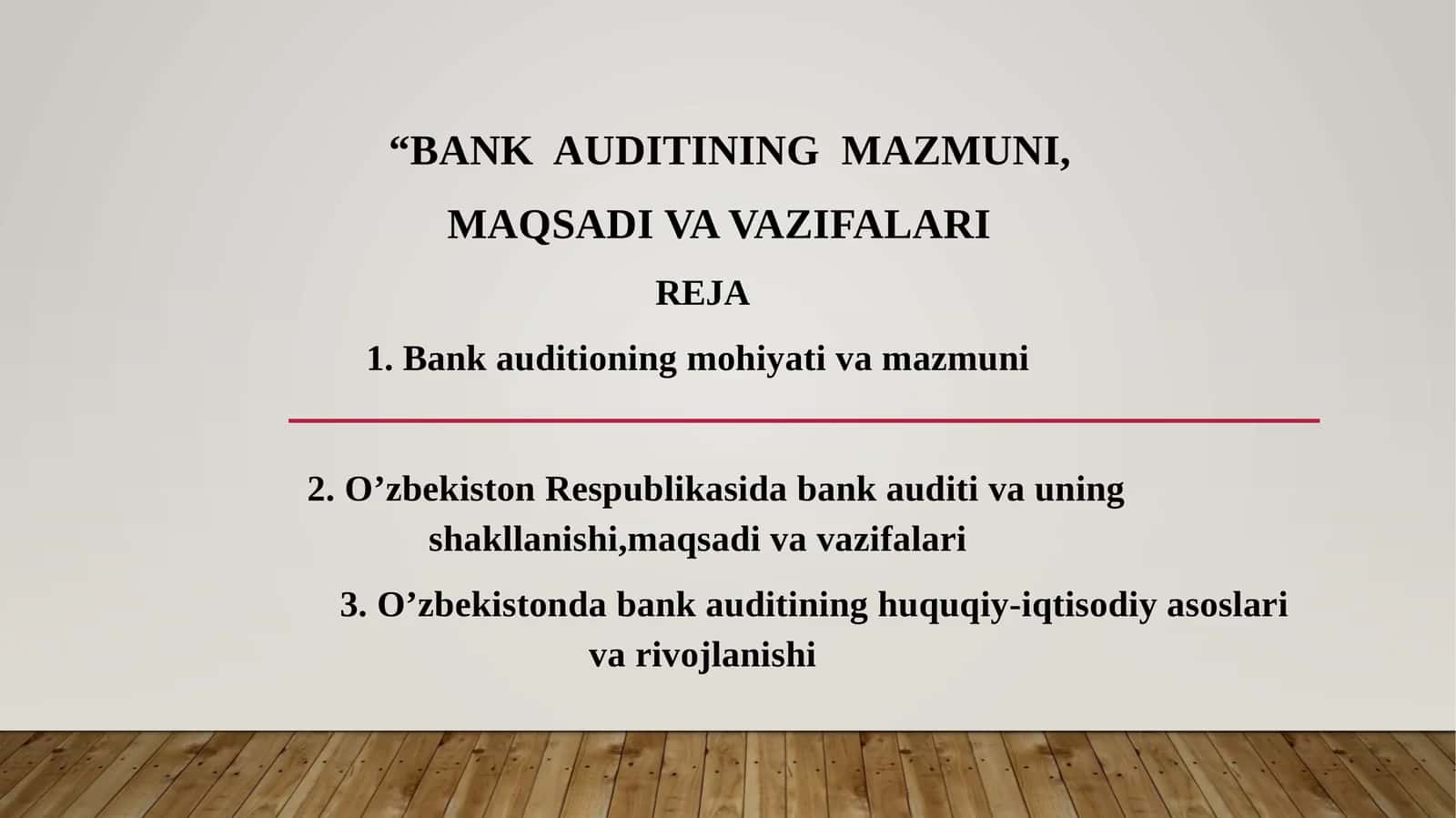 BANK AUDITINING MAZMUNI