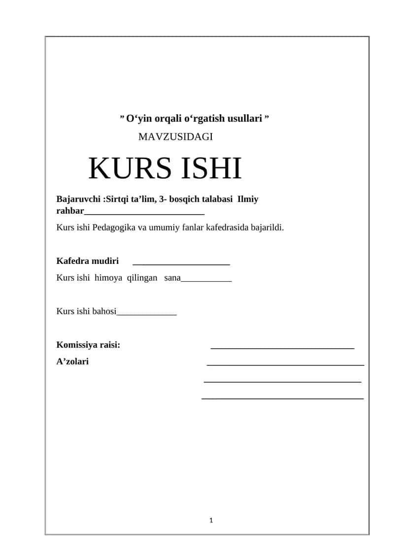 Oʻyin orqali oʻrgatish usullari