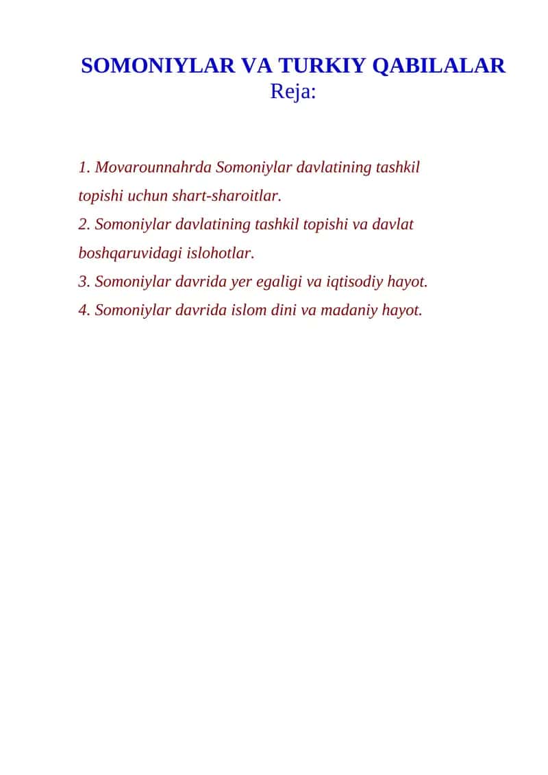 Somoniyalar va Turkiy qabilalar