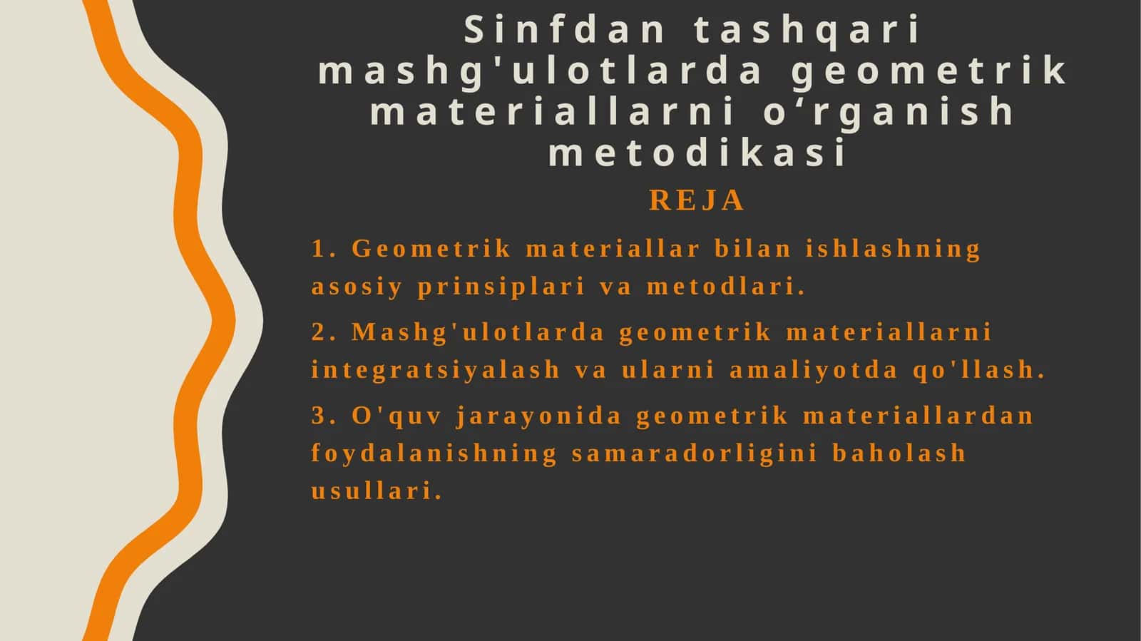 Sinfdan tashqari mashg'ulotlarda geometrik materiallarni o'rganish metodikasi