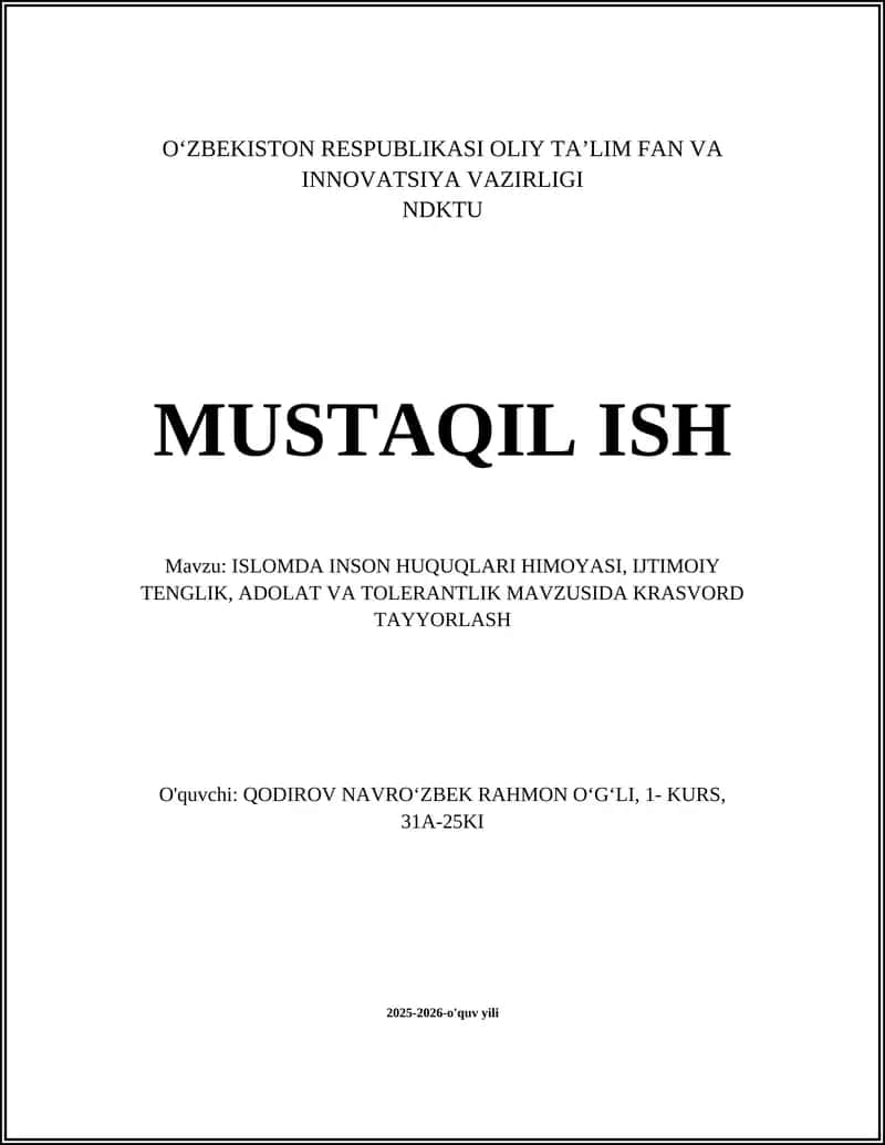 ISLOMDA INSON HUQUQLARI HIMOYASI